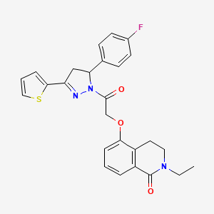 molecular formula C26H24FN3O3S B2734278 2-乙基-5-[2-[3-(4-氟苯基)-5-硫代-3,4-二氢吡嗪-2-基]-2-氧代乙氧基]-3,4-二氢异喹啉-1-酮 CAS No. 850905-23-6