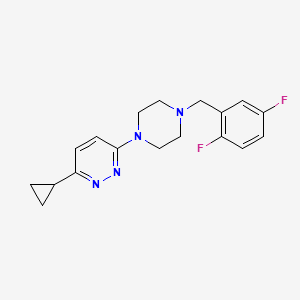 molecular formula C18H20F2N4 B2734279 3-环丙基-6-(4-(2,5-二氟苯基甲基)哌嗪-1-基)吡啶并[1,2,4]嘧啶 CAS No. 2034428-08-3