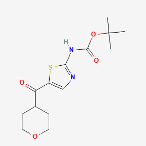 molecular formula C14H20N2O4S B2734288 tert-butyl N-[5-(oxane-4-carbonyl)-1,3-thiazol-2-yl]carbamate CAS No. 2172563-27-6