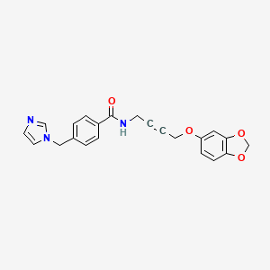 molecular formula C22H19N3O4 B2734293 4-((1H-imidazol-1-yl)methyl)-N-(4-(benzo[d][1,3]dioxol-5-yloxy)but-2-yn-1-yl)benzamide CAS No. 1448058-19-2