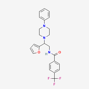 molecular formula C24H24F3N3O2 B2734299 N-[2-(furan-2-yl)-2-(4-phenylpiperazin-1-yl)ethyl]-4-(trifluoromethyl)benzamide CAS No. 887216-18-4