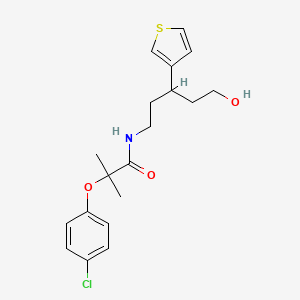 2-(4-chlorophenoxy)-N-(5-hydroxy-3-(thiophen-3-yl)pentyl)-2-methylpropanamide