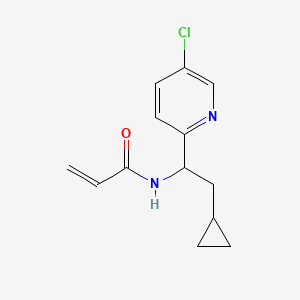 molecular formula C13H15ClN2O B2734305 N-[1-(5-Chloropyridin-2-yl)-2-cyclopropylethyl]prop-2-enamide CAS No. 2411306-40-4