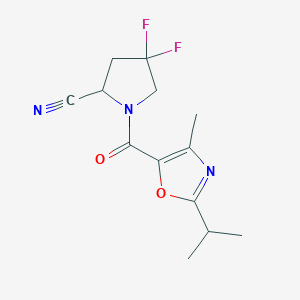 4,4-Difluoro-1-(4-methyl-2-propan-2-yl-1,3-oxazole-5-carbonyl)pyrrolidine-2-carbonitrile