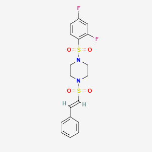 1-(2,4-difluorophenyl)sulfonyl-4-[(E)-2-phenylethenyl]sulfonylpiperazine