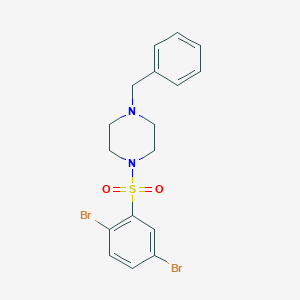 molecular formula C17H18Br2N2O2S B273434 1-Benzyl-4-[(2,5-dibromophenyl)sulfonyl]piperazine 