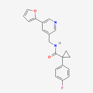 molecular formula C20H17FN2O2 B2734342 1-(4-fluorophenyl)-N-((5-(furan-2-yl)pyridin-3-yl)methyl)cyclopropanecarboxamide CAS No. 2034613-05-1