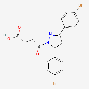 molecular formula C19H16Br2N2O3 B2734349 4-(3,5-bis(4-bromophenyl)-4,5-dihydro-1H-pyrazol-1-yl)-4-oxobutanoic acid CAS No. 313967-96-3