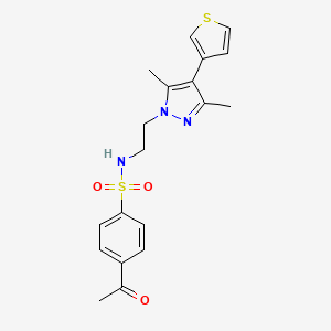 4-acetyl-N-(2-(3,5-dimethyl-4-(thiophen-3-yl)-1H-pyrazol-1-yl)ethyl)benzenesulfonamide