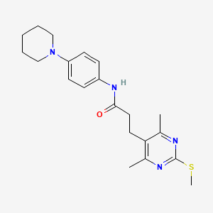 molecular formula C21H28N4OS B2734360 3-(4,6-dimethyl-2-methylsulfanylpyrimidin-5-yl)-N-(4-piperidin-1-ylphenyl)propanamide CAS No. 1083199-66-9