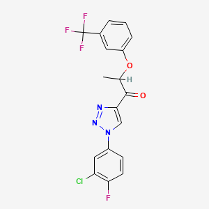 molecular formula C18H12ClF4N3O2 B2734363 1-[1-(3-chloro-4-fluorophenyl)-1H-1,2,3-triazol-4-yl]-2-[3-(trifluoromethyl)phenoxy]-1-propanone CAS No. 1797898-47-5