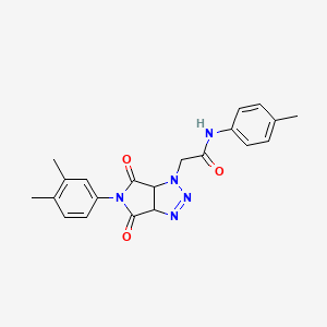 molecular formula C21H21N5O3 B2734382 2-[5-(3,4-dimethylphenyl)-4,6-dioxo-4,5,6,6a-tetrahydropyrrolo[3,4-d][1,2,3]triazol-1(3aH)-yl]-N-(4-methylphenyl)acetamide CAS No. 1008648-11-0