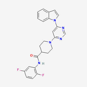 molecular formula C24H21F2N5O B2734395 1-(6-(1H-indol-1-yl)pyrimidin-4-yl)-N-(2,5-difluorophenyl)piperidine-4-carboxamide CAS No. 1797717-69-1