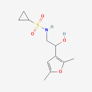 molecular formula C11H17NO4S B2734396 N-(2-(2,5-dimethylfuran-3-yl)-2-hydroxyethyl)cyclopropanesulfonamide CAS No. 2320663-07-6