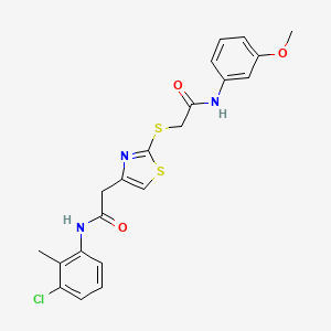 molecular formula C21H20ClN3O3S2 B2734397 N-(3-chloro-2-methylphenyl)-2-(2-((2-((3-methoxyphenyl)amino)-2-oxoethyl)thio)thiazol-4-yl)acetamide CAS No. 941892-51-9