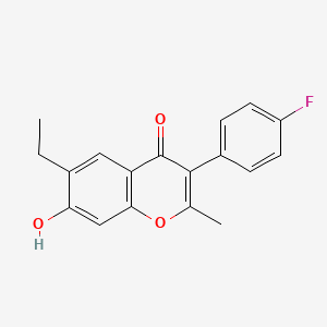 molecular formula C18H15FO3 B2734403 6-Ethyl-3-(4-fluoro-phenyl)-7-hydroxy-2-methyl-chromen-4-one CAS No. 328018-54-8