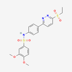 molecular formula C20H21N3O6S2 B2734404 N-(4-(6-(ethylsulfonyl)pyridazin-3-yl)phenyl)-3,4-dimethoxybenzenesulfonamide CAS No. 921794-56-1
