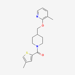 molecular formula C18H22N2O2S B2734405 3-Methyl-2-{[1-(4-methylthiophene-2-carbonyl)piperidin-4-yl]methoxy}pyridine CAS No. 2197498-61-4