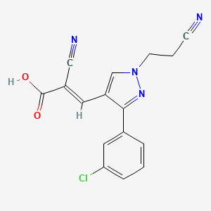 molecular formula C16H11ClN4O2 B2734446 (E)-3-[3-(3-氯苯基)-1-(2-氰基乙基)嘧啶-4-基]-2-氰基丙-2-烯酸 CAS No. 1006442-26-7