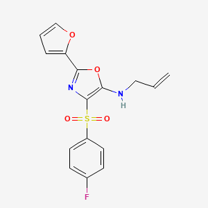molecular formula C16H13FN2O4S B2734449 N-allyl-4-((4-fluorophenyl)sulfonyl)-2-(furan-2-yl)oxazol-5-amine CAS No. 855714-90-8