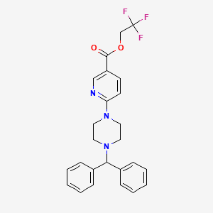 molecular formula C25H24F3N3O2 B2734462 2,2,2-Trifluoroethyl 6-[4-(diphenylmethyl)piperazin-1-yl]pyridine-3-carboxylate CAS No. 339011-28-8