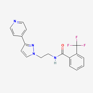 molecular formula C18H15F3N4O B2734464 N-(2-(3-(pyridin-4-yl)-1H-pyrazol-1-yl)ethyl)-2-(trifluoromethyl)benzamide CAS No. 1448136-52-4