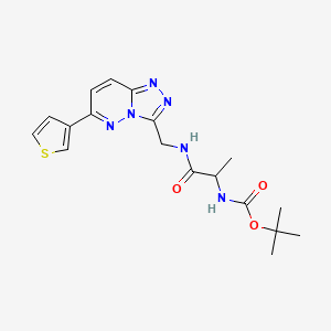 molecular formula C18H22N6O3S B2734469 Tert-butyl (1-oxo-1-(((6-(thiophen-3-yl)-[1,2,4]triazolo[4,3-b]pyridazin-3-yl)methyl)amino)propan-2-yl)carbamate CAS No. 1902950-58-6