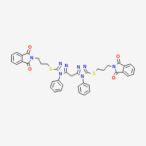 molecular formula C39H32N8O4S2 B2734470 2-[3-[[5-[[5-[3-(1,3-Dioxoisoindol-2-yl)propylsulfanyl]-4-phenyl-1,2,4-triazol-3-yl]methyl]-4-phenyl-1,2,4-triazol-3-yl]sulfanyl]propyl]isoindole-1,3-dione CAS No. 452089-31-5