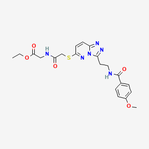 molecular formula C21H24N6O5S B2734475 Ethyl 2-(2-((3-(2-(4-methoxybenzamido)ethyl)-[1,2,4]triazolo[4,3-b]pyridazin-6-yl)thio)acetamido)acetate CAS No. 872995-90-9