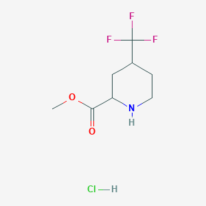 molecular formula C8H13ClF3NO2 B2734493 甲基4-(三氟甲基)哌啶-2-羧酸甲酯；盐酸盐 CAS No. 2416231-30-4