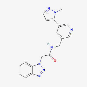 molecular formula C18H17N7O B2734513 2-(1H-benzo[d][1,2,3]triazol-1-yl)-N-((5-(1-methyl-1H-pyrazol-5-yl)pyridin-3-yl)methyl)acetamide CAS No. 2034336-50-8