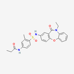 molecular formula C25H25N3O5S B2734521 N-(4-(N-(10-ethyl-11-oxo-10,11-dihydrodibenzo[b,f][1,4]oxazepin-2-yl)sulfamoyl)-3-methylphenyl)propionamide CAS No. 922137-12-0