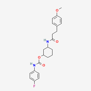 molecular formula C23H27FN2O4 B2734522 3-(3-(4-Methoxyphenyl)propanamido)cyclohexyl (4-fluorophenyl)carbamate CAS No. 1351646-90-6