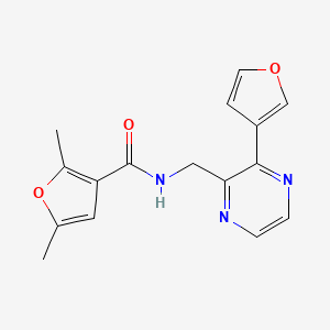 molecular formula C16H15N3O3 B2734523 N-((3-(furan-3-yl)pyrazin-2-yl)methyl)-2,5-dimethylfuran-3-carboxamide CAS No. 2034430-87-8