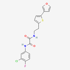 molecular formula C18H14ClFN2O3S B2734527 N1-(3-氯-4-氟苯基)-N2-(2-(5-(呋喃-3-基)噻吩-2-基)乙基)草酰胺 CAS No. 2034548-59-7