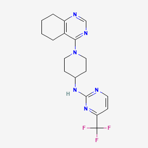 molecular formula C18H21F3N6 B2734534 N-[1-(5,6,7,8-四氢喹唑啉-4-基)哌啶-4-基]-4-(三氟甲基)嘧啶-2-胺 CAS No. 2097892-27-6