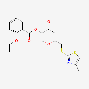 molecular formula C19H17NO5S2 B2734535 6-(((4-甲基噻唑-2-基)硫)甲基)-4-氧代-4H-吡喃-3-基 2-乙氧基苯甲酸酯 CAS No. 896302-68-4