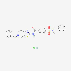 molecular formula C28H29ClN4O3S2 B2734543 N-(5-benzyl-4,5,6,7-tetrahydrothiazolo[5,4-c]pyridin-2-yl)-4-(N-benzyl-N-methylsulfamoyl)benzamide hydrochloride CAS No. 1189715-01-2