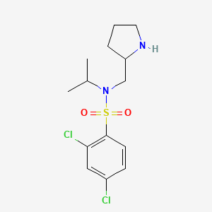 molecular formula C14H20Cl2N2O2S B2734545 2,4-Dichloro-N-isopropyl-N-(pyrrolidin-2-ylmethyl)benzenesulfonamide CAS No. 1353980-76-3