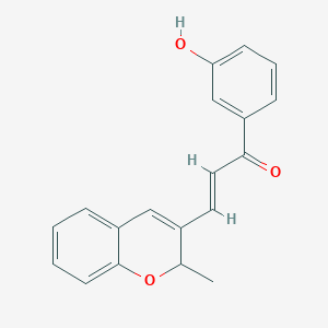 molecular formula C19H16O3 B2734558 (2E)-1-(3-hydroxyphenyl)-3-(2-methyl-2H-chromen-3-yl)prop-2-en-1-one CAS No. 929389-81-1