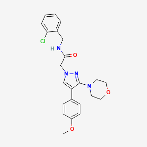molecular formula C23H25ClN4O3 B2734566 N-(2-氯苄基)-2-(4-(4-甲氧基苯基)-3-吗啉基-1H-吡唑-1-基)乙酰胺 CAS No. 1286703-41-0