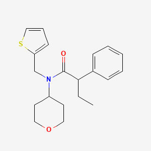 molecular formula C20H25NO2S B2734576 2-苯基-N-(四氢-2H-吡喃-4-基)-N-(噻吩-2-基甲基)丁酰胺 CAS No. 1797605-07-2