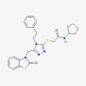 N-cyclopentyl-2-((5-((2-oxobenzo[d]thiazol-3(2H)-yl)methyl)-4-phenethyl-4H-1,2,4-triazol-3-yl)thio)acetamide