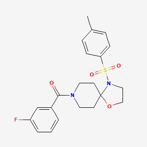 molecular formula C21H23FN2O4S B2734579 (3-Fluorophenyl)(4-tosyl-1-oxa-4,8-diazaspiro[4.5]decan-8-yl)methanone CAS No. 896378-61-3