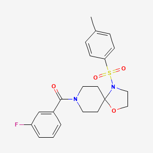 molecular formula C21H23FN2O4S B2734579 (3-氟苯基)(4-对甲苯基-1-氧杂-4,8-二氮杂螺[4.5]癸烷-8-基)甲酮 CAS No. 896378-61-3