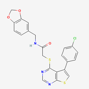 N-(1,3-benzodioxol-5-ylmethyl)-2-{[5-(4-chlorophenyl)thieno[2,3-d]pyrimidin-4-yl]thio}acetamide