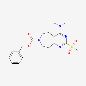 molecular formula C19H24N4O4S B2734584 Benzyl 4-(dimethylamino)-2-(methylsulfonyl)-8,9-dihydro-5H-pyrimido[4,5-d]azepine-7(6H)-carboxylate CAS No. 1956322-14-7