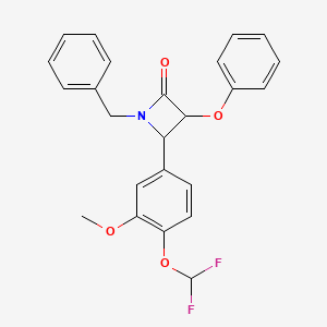 molecular formula C24H21F2NO4 B2734585 1-Benzyl-4-[4-(difluoromethoxy)-3-methoxyphenyl]-3-phenoxyazetidin-2-one CAS No. 1223393-70-1