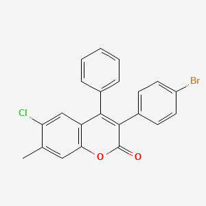 molecular formula C22H14BrClO2 B2734588 3-(4-Bromophenyl)-6-chloro-7-methyl-4-phenylchromen-2-one CAS No. 332104-48-0