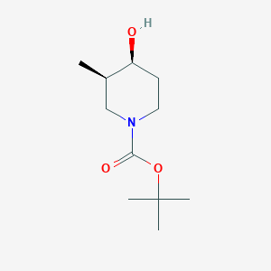 molecular formula C11H21NO3 B2734594 叔丁基(3r,4s)-4-羟基-3-甲基-哌啶-1-甲酸酯 CAS No. 955028-93-0